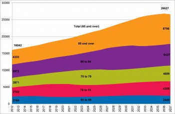 Figure 10.3 Frailty Projections by Age group 2012-2037