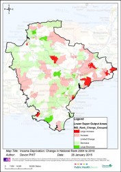 Figure 7.6 Map of Devon Showing change in Socio-economic deprivation 2004-2010